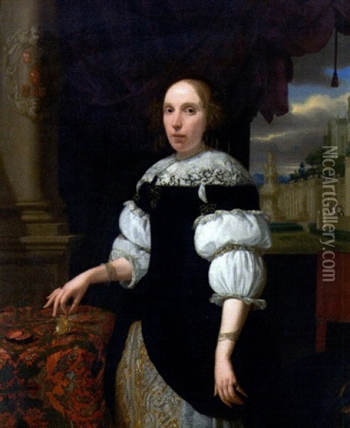 Portrait De Jeune Femme Tenant Une Montre Oil Painting - Horatius Paulyn