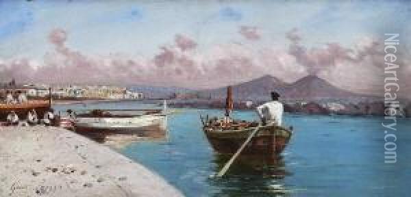Blick Auf Die Bucht Von
 Neapel. Oil Painting - Giuseppe Laezza