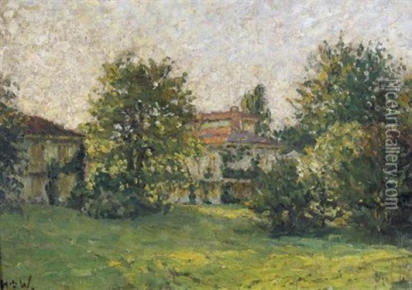 Sonnige Gartenpartie In Mailand Oil Painting - Heinrich Ferdinand Werner