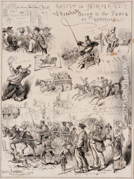 Going To The Races At Abbeville Oil Painting - Harry Furniss