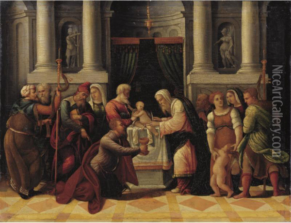 The Circumcision Of Christ Oil Painting - Master Of The Twelve Apostles