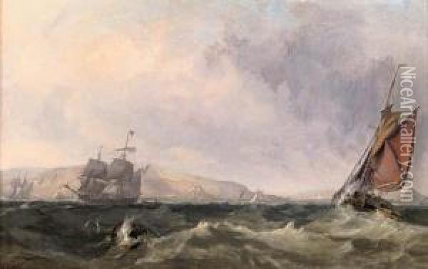 A Swell In The Channel Oil Painting - Frederick Calvert