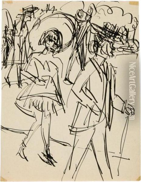 Spazierganger Oil Painting - Ernst Ludwig Kirchner