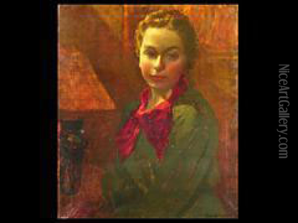Madchenportrait Oil Painting - Ilya Ivanovich Mashkov