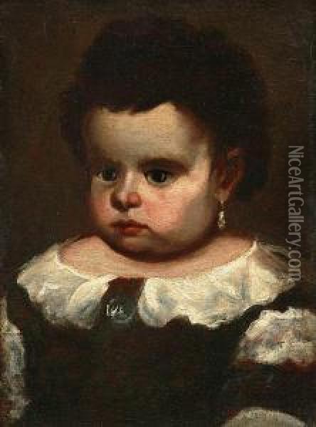 Retrato De Nina. Hija Menor Del Pintor Oil Painting - Juan Bautista Martinez del Mazo
