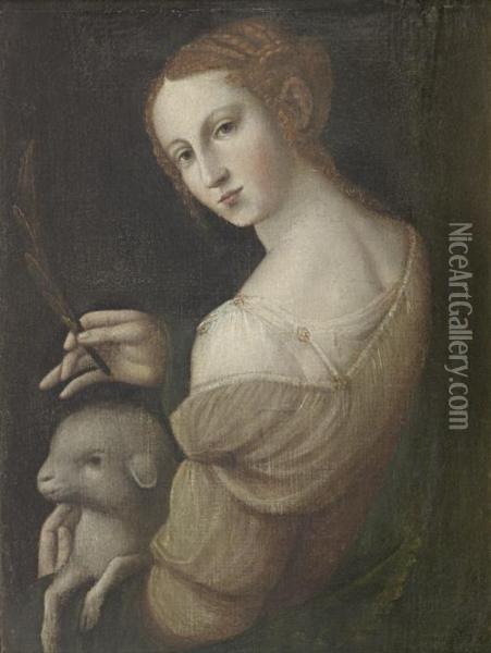 Saint Agnes Oil Painting - Giampietrino