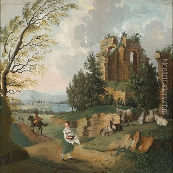 Romantic Landscape Oil Painting - Christian August Lorentzen