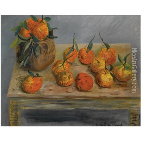 Still Life With Oranges Oil Painting - Boris Dmitrievich Grigoriev