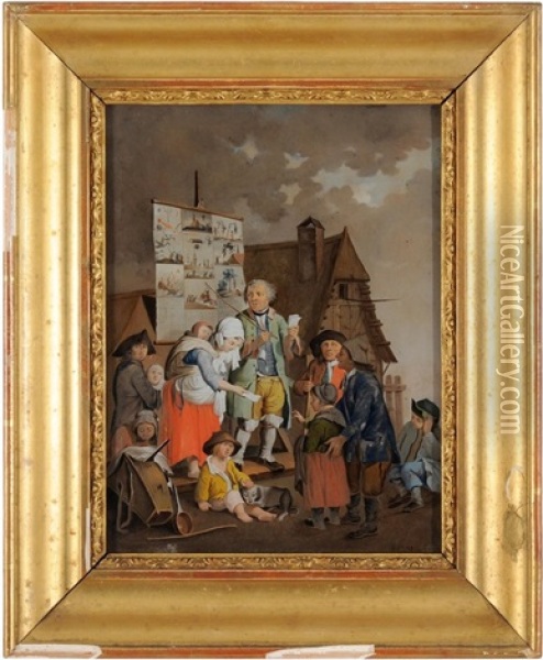 Der Moritatensanger Oil Painting - Johann Crescenz Meyer