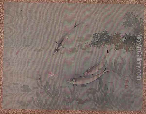 Fish, from an album of twelve studies of flowers, birds and fish Oil Painting - Tsubaki Chinzan