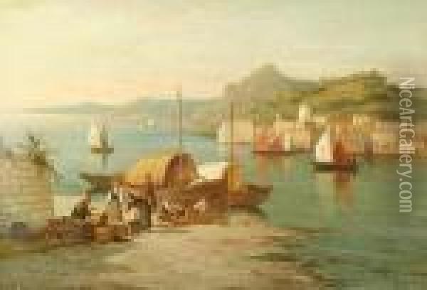 Italian Coastal Scene Oil Painting - William Raymond Dommersen
