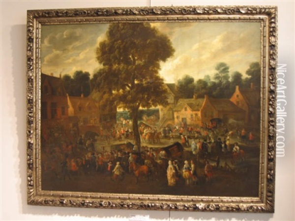 Market Day In The Village Oil Painting - Mathys Schoevaerdts