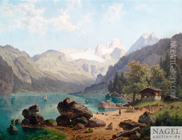 Hochgebirgssee Im Sommer Oil Painting - Theodor (Wilhelm T.) Nocken