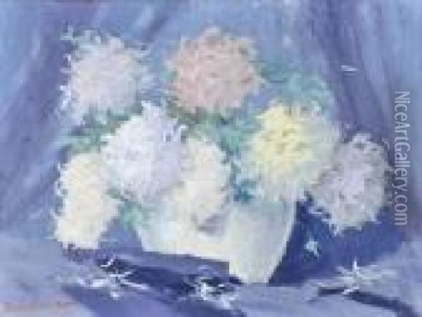 Bouquet De Dahlias Oil Painting - Eugene Brouillard