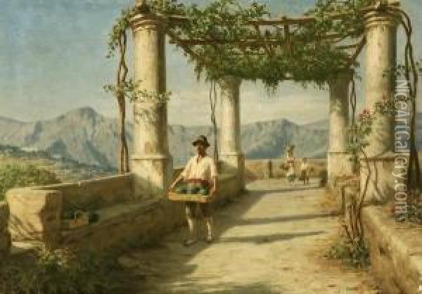 Italian Scene Oil Painting - Niels Frederick Schiottz Jensen