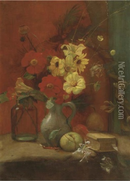 Ewyckshoeve: Mixed Flowers On A Table Oil Painting - Pieter Meiners