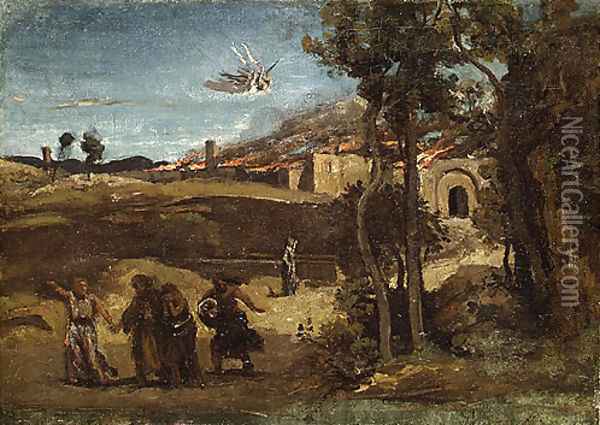 Study for The Destruction of Sodom 1844 Oil Painting - Jean-Baptiste-Camille Corot