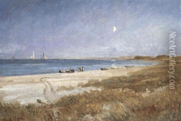 Sommerdag Ved Stranden, Skagen Oil Painting - Carl Ludvig Thilson Locher