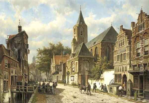 Dutch town in Summer Oil Painting - Willem Koekkoek