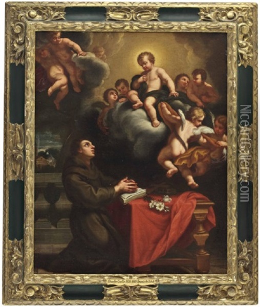 Das Jesuskind Erscheint Dem Heiligen Antonius Von Padua Oil Painting - Claudio Coello