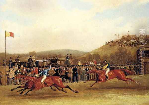 Vivian, Lady Emily and Wallington at the Finish of The Hunter's Stakes at Worthy Down, Winchester in July 1835 Oil Painting - James Pollard