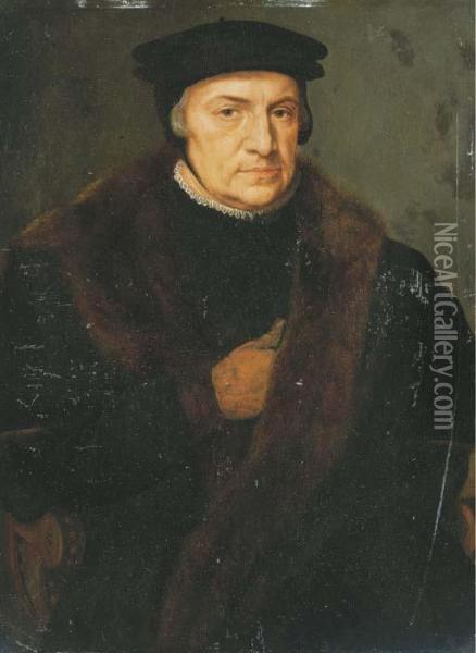 Portrait D'homme Au Manteau De Fourrure Oil Painting - Barthel Bruyn