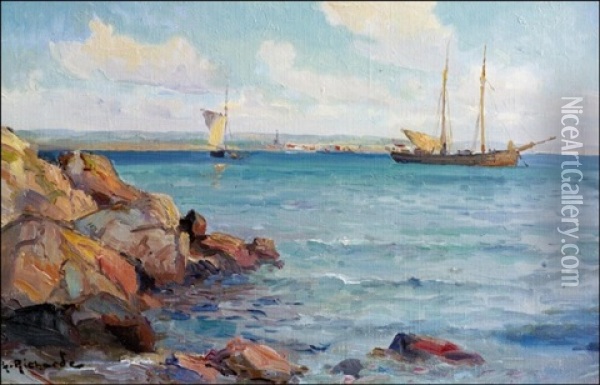 Purjealukset Saaristossa Oil Painting - Ludvig Otto Richarde