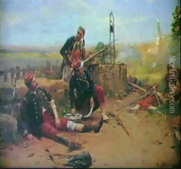Sarede Franske Soldater Oil Painting - Paul Emile Boutigny