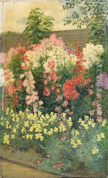 The Garden In Full Bloom (pair) Oil Painting - Percy Robert Craft