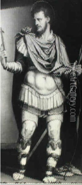 A Male Saint Holding A Bow And Arrow, Possibly Saint        Sebastian Oil Painting - Pellegrino Tibaldi