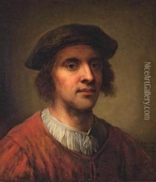 Portrait Of A Roman Peasant Oil Painting - Erik Pauelsen