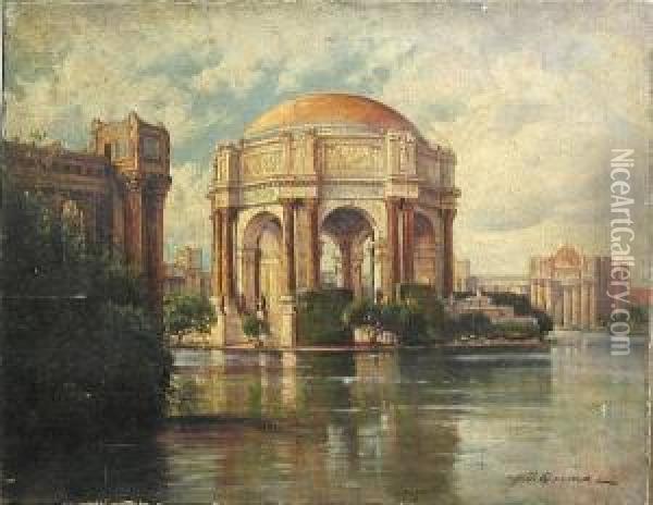 A View Of The Palace Of Fine Arts, San Francisco Oil Painting - Deidrich Henry Gremke