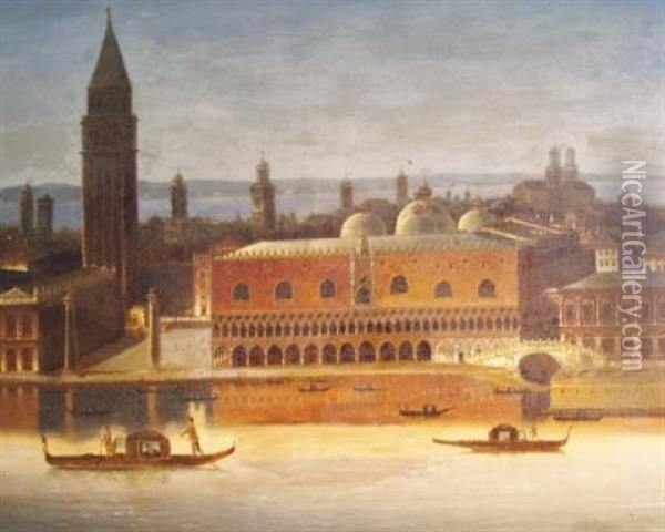 View Of The Ducal Palace And The Bacino San Marco, Venice Oil Painting - Johann Wilhelm Jankowski