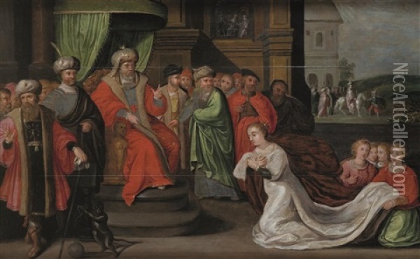 La Rencontre De Salomon Et De La Reine De Saba Oil Painting - Frans Francken III