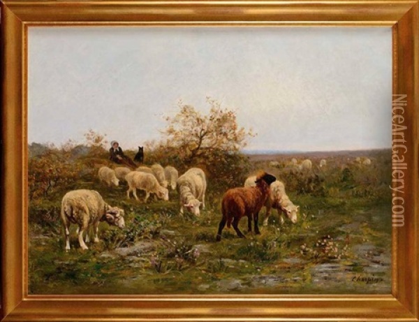 Troupeau A Barbizon Oil Painting - Albert Charpin