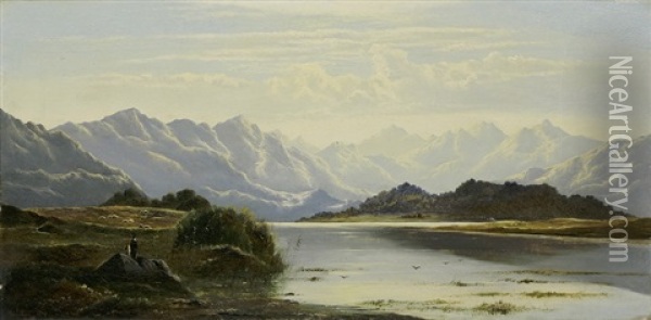 Buttermere, Cumberland Lakes Oil Painting - Charles Leslie