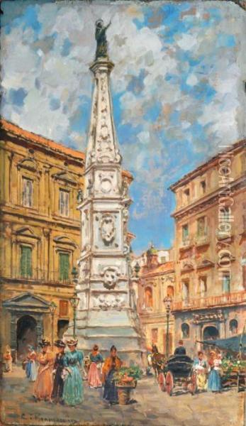 Piazza Del Gesu Oil Painting - Carlo Brancaccio