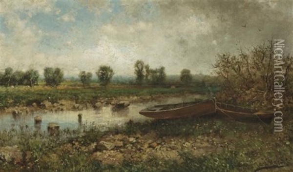 Rowboats Along The Shore Oil Painting - George Herbert McCord