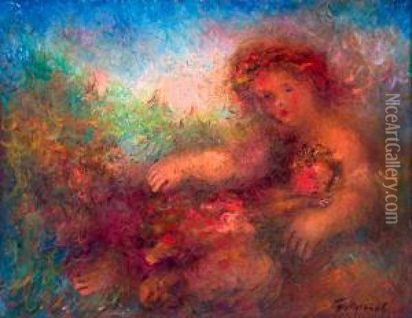 Matka S Ditetem Oil Painting - Grigorij Musatov