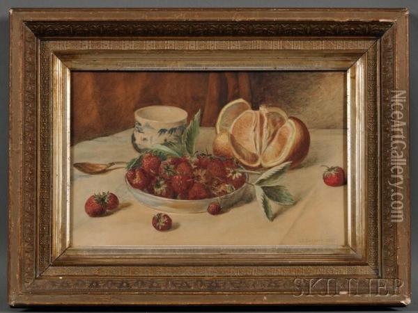 Still Life With Orange And Strawberries Oil Painting - Horace Robbins Burdick