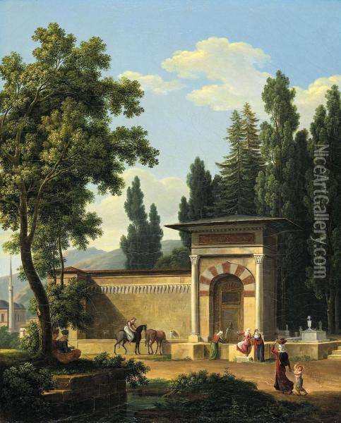 Fontaine Turque A Gallipoli Oil Painting - Antoine Laurent Castellan