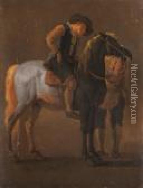 Junger Bursche Auf Einem Pferd Oil Painting - Karel Dujardin