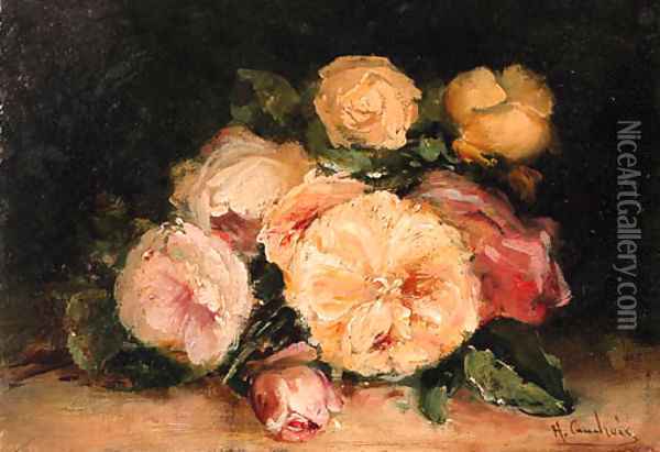 Still life with roses Oil Painting - Eugene Henri Cauchois