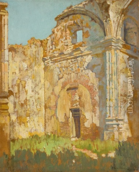 Ruined Basilica - San Juan Capistrano Oil Painting - Alson Skinner Clark
