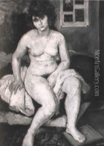Nu A La Serviette Blanche, 1926 Oil Painting - Marcel Francois Leprin