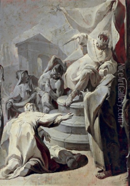 Das Urteil Salomons Oil Painting - Franz I Sigrist
