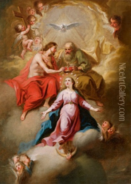 Umkreis Kronung Der Maria Oil Painting - Johann Evangelist Holzer