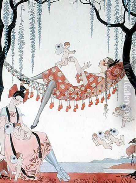What Do Young Women Dream Of 1918 Oil Painting - Georges Barbier