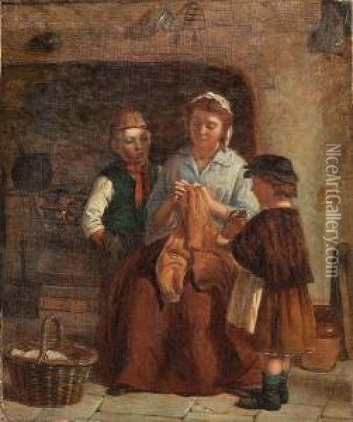 A Timely Stitch Oil Painting - William Hemsley