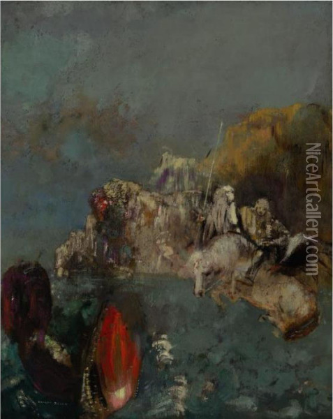 Saint Georges Et Le Dragon Oil Painting - Odilon Redon